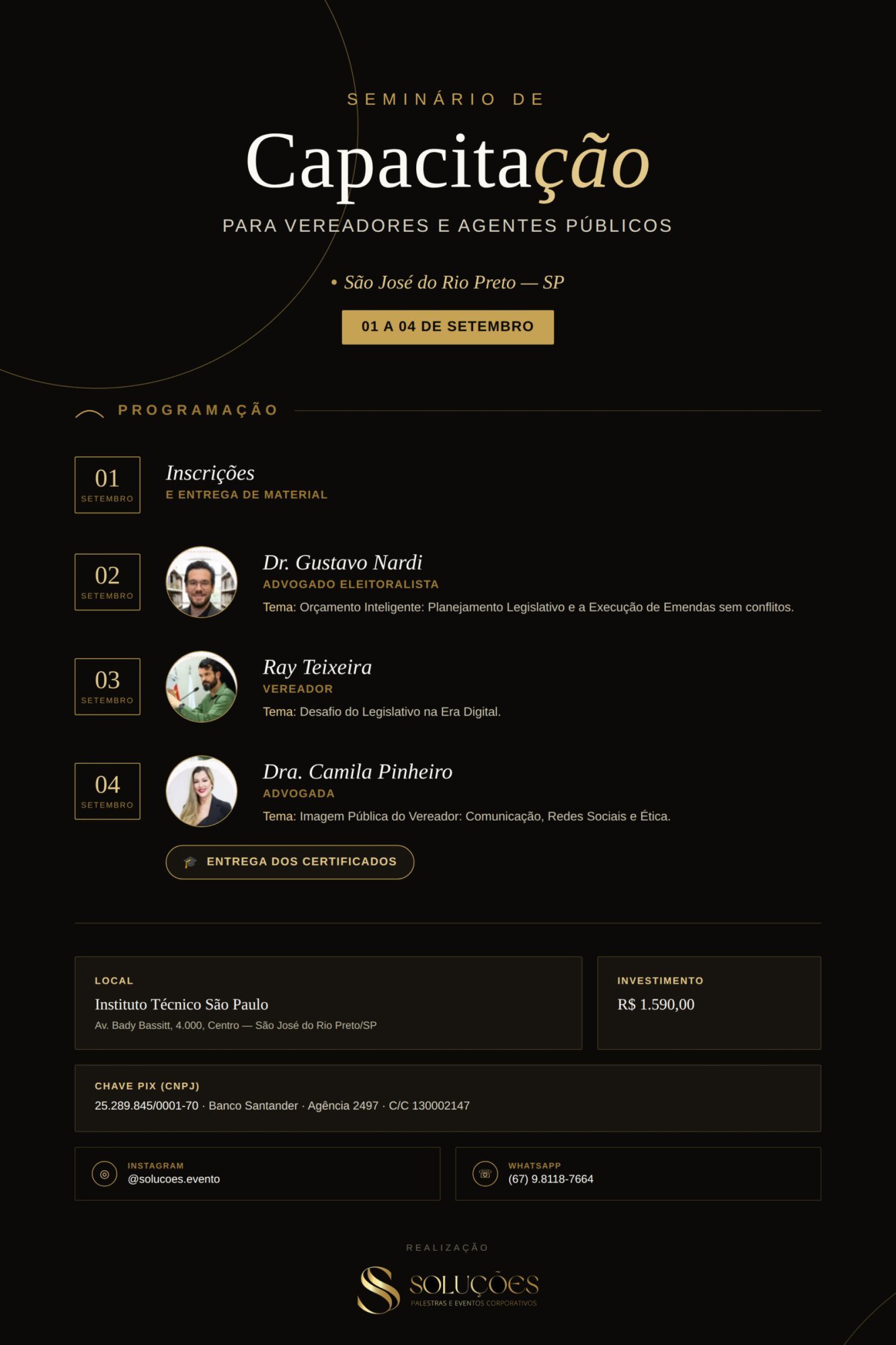 Arte do curso Seminário de Vereadores e Servidores Públicos