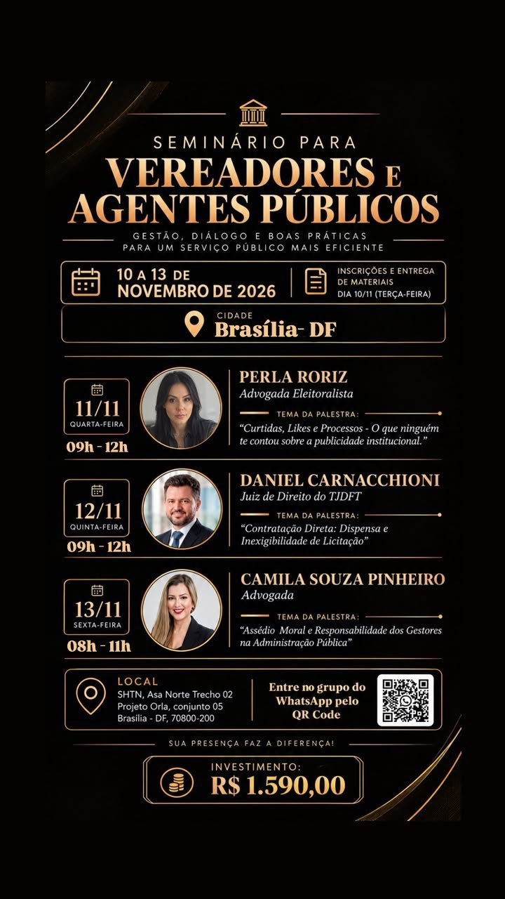 Arte do curso Seminário para Vereadores e Agentes Públicos